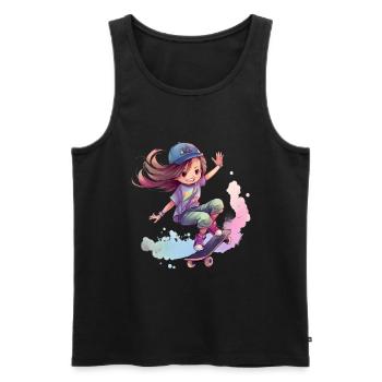 Skater Girl Skateboard Skateboarder Mädchen - Männer Premium Bio Tank Top - Schwarz - Vorne - Michal (187cm)