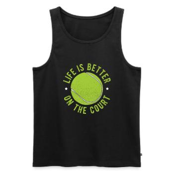 Tennisplatz Spruch Für Tennis - Männer Premium Bio Tank Top - Schwarz - Vorne - Michal (187cm)