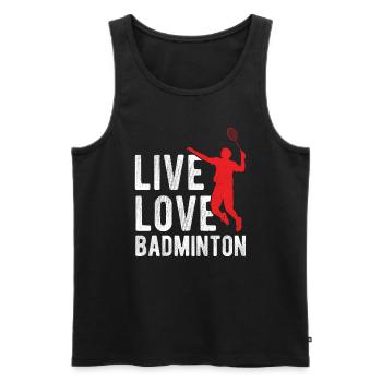 Badminton - Männer Premium Bio Tank Top - Schwarz - Vorne - AI Model Male 178 light (178cm)