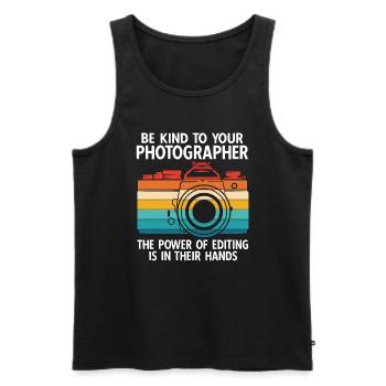 Fotografie Fotograf - Männer Premium Bio Tank Top - Schwarz - Vorne - Michal (187cm)
