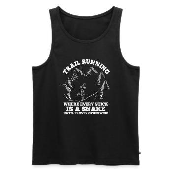 Berg-Laufen Für Läufer Trailrunning - Männer Premium Bio Tank Top - Schwarz - Vorne - Michal (187cm)