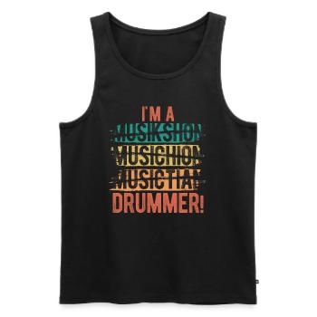Schlagzeug Spieler Drummer - Männer Premium Bio Tank Top - Schwarz - Vorne - Michal (187cm)