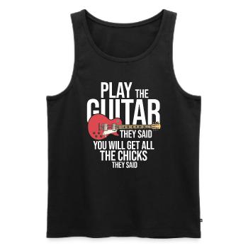 Akustik Spruch Für E-Gitarre Konzert Gitarre - Männer Premium Bio Tank Top - Schwarz - Vorne - Michal (187cm)