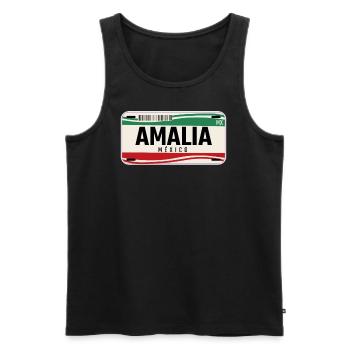 Amalia Personalisierte mexikanische Fahrzeugkennzeichen mit Namen - Männer Premium Bio Tank Top - Schwarz - Vorne - AI Model Male 178 light (178cm)