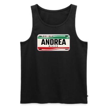 Andrea Personalisierte mexikanische Fahrzeugkennzeichen mit Namen - Männer Premium Bio Tank Top - Schwarz - Vorne - Michal (187cm)