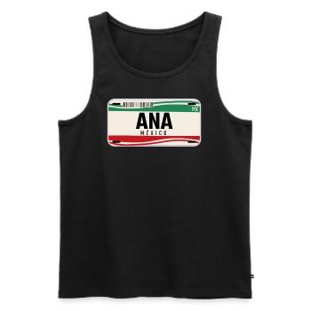 Ana Personalisierte mexikanische Fahrzeugkennzeichen mit Name - Männer Premium Bio Tank Top - Schwarz - Vorne - AI Model Male 178 light (178cm)