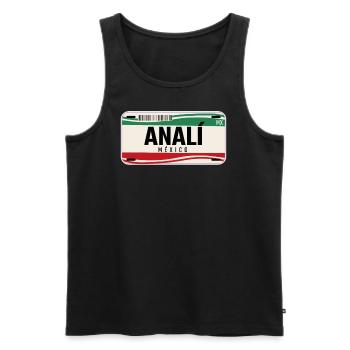 Anali Personalisierte mexikanische Fahrzeugkennzeichen mit Namen - Männer Premium Bio Tank Top - Schwarz - Vorne - Michal (187cm)