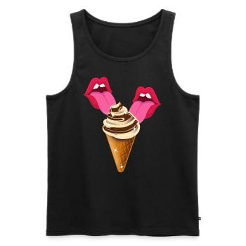 Eis lecken Zunge - Männer Premium Bio Tank Top - Schwarz - Vorne - AI Model Male 178 light (178cm)