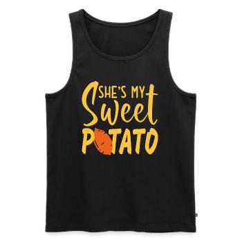 Elle s ma patate douce je yam chemise T Shirt - Débardeur bio Premium Homme - noir - Devant - Michal (187cm)