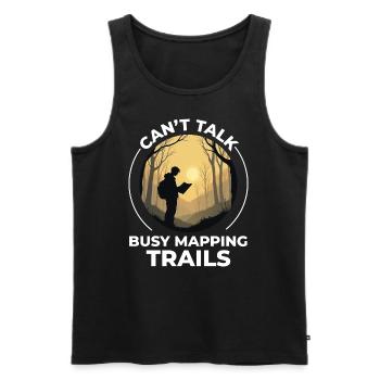 Outdoor Mapping Explorer Forest Map Sunrise - Men's Premium Organic Tank Top - black - Front - AI Model Male 178 light (178cm)