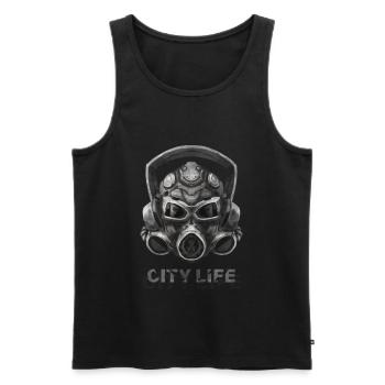 Cyberpunk Steampunk Gas Mask - Cyber - Helmet - Men's Premium Organic Tank Top - black - Front - AI Model Male 178 light (178cm)