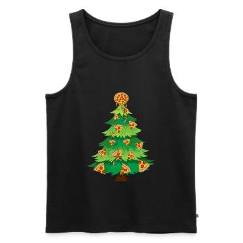 Christmas Tree Pizza Christmas - Men's Premium Organic Tank Top - black - Front - Michal (187cm)