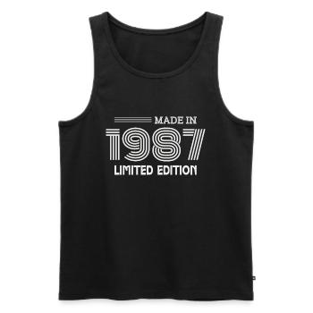 cadeau anniversaire 1987 idée cadeau 1987 - Débardeur bio Premium Homme - noir - Devant - Michal (187cm)
