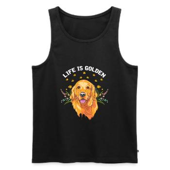 Golden Retriever Hundeliebhaber Goldie Papa - Männer Premium Bio Tank Top - Schwarz - Vorne - Michal (187cm)