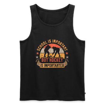 Schule ist wichtig, aber Hockey ist wichtiger - Männer Premium Bio Tank Top - Schwarz - Vorne - AI Model Male 178 light (178cm)