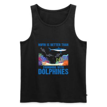 With Dolphins Swimming Dolphin Ocean Sea Mammal - Men's Premium Organic Tank Top - black - Front - Michal (187cm)