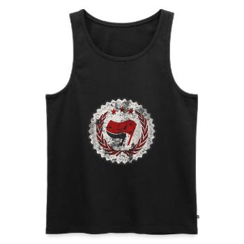 ANTIFA FCK FASCISM - Männer Premium Bio Tank Top - Schwarz - Vorne - AI Model Male 178 light (178cm)