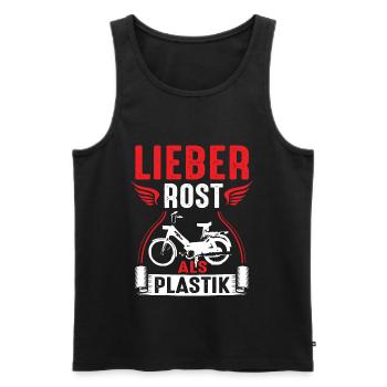 Lieber Rost als Plastik Zweitakt Roller Mofa Moped - Männer Premium Bio Tank Top - Schwarz - Vorne - Michal (187cm)