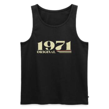 Original 1971 Jahrgang 1971 Retro Geburtstag 1971 - Männer Premium Bio Tank Top - Schwarz - Vorne - Michal (187cm)
