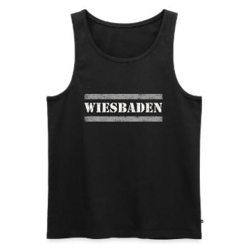 Wiesbaden lettering - Men's Premium Organic Tank Top - black - Front - Michal (187cm)