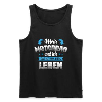 MEIN MOTORRAD UND ICH | DAS IST WAS FÜRS LEBEN - Männer Premium Bio Tank Top - Schwarz - Vorne - Michal (187cm)