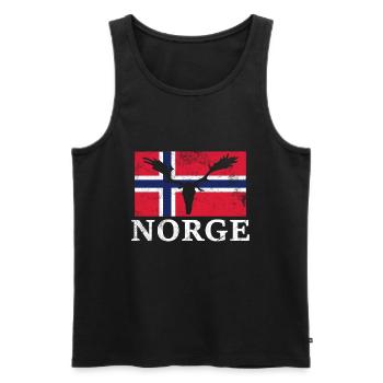 Norwegen Elch Flagge Expedition Oslo Urlaub - Männer Premium Bio Tank Top - Schwarz - Vorne - AI Model Male 178 light (178cm)