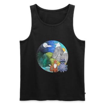 Paysage Renard Raton laveur Outdoor Nature Lovers - Débardeur bio Premium Homme - noir - Devant - Michal (187cm)