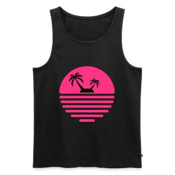 81 Soleil île de la mer palmiers - Débardeur bio Premium Homme - noir - Devant - AI Model Male 178 light (178cm)