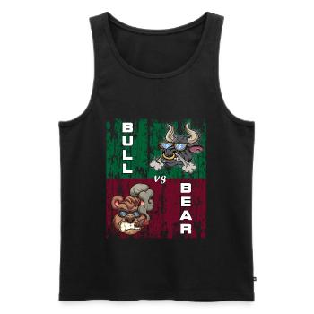 Bull vs Bear Stock Exchanges Tshirt - Men's Premium Organic Tank Top - black - Front - AI Model Male 178 light (178cm)