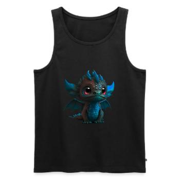 Baby Dragon Blue | Cute Blue Baby Dragon - Men's Premium Organic Tank Top - black - Front - AI Model Male 178 light (178cm)
