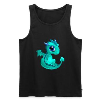 Baby Drache Cyan | Niedlicher cyan Baby Drache - Männer Premium Bio Tank Top - Schwarz - Vorne - AI Model Male 178 light (178cm)