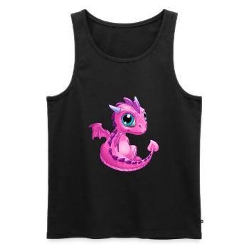 Baby Drache Pink | Niedlicher pinker Baby Drache - Männer Premium Bio Tank Top - Schwarz - Vorne - AI Model Male 178 light (178cm)