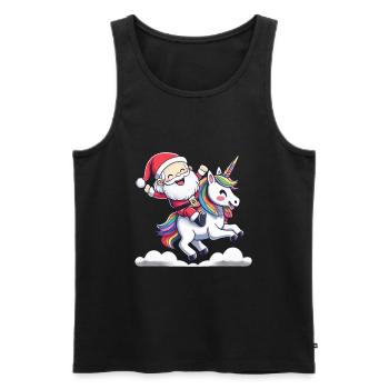 Le Père Noël chevauche une licorne - Débardeur bio Premium Homme - noir - Devant - AI Model Male 178 light (178cm)