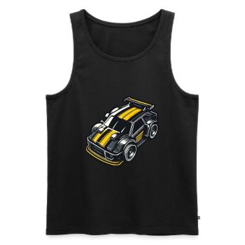Voiture jouet modèle jaune voiture - Débardeur bio Premium Homme - noir - Devant - Michal (187cm)