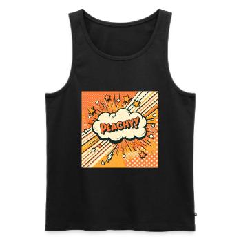 Peachy Peach - Men's Premium Organic Tank Top - black - Front - AI Model Male 178 light (178cm)
