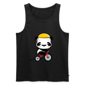 Panda bear with bicycle - Men's Premium Organic Tank Top - black - Front - AI Model Male 178 light (178cm)