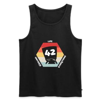 42 Is The Answer Antwort Auf Alles Leben Universum - Männer Premium Bio Tank Top - Schwarz - Vorne - Michal (187cm)