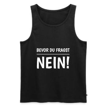 Avant de demander Non - Débardeur bio Premium Homme - noir - Devant - AI Model Male 178 light (178cm)