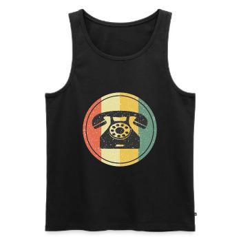 Telefon Retro Vintage - Männer Premium Bio Tank Top - Schwarz - Vorne - AI Model Male 178 light (178cm)