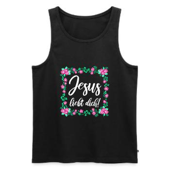 Jesus Liebt Dich - Männer Premium Bio Tank Top - Schwarz - Vorne - AI Model Male 178 light (178cm)