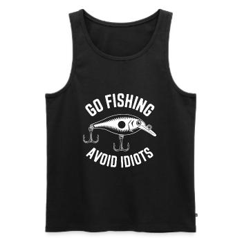 Go fishing and avoid people - Men's Premium Organic Tank Top - black - Front - AI Model Male 178 light (178cm)