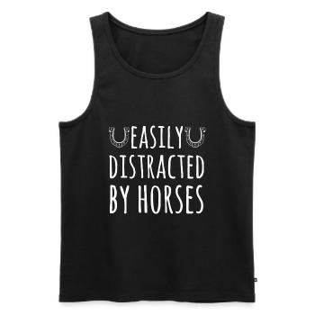 Distracted by Horse Geschenk Shirt - Männer Premium Bio Tank Top - Schwarz - Vorne - Michal (187cm)