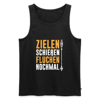 Bogenschützen Pfeil & Bogen Geschenk - Männer Premium Bio Tank Top - Schwarz - Vorne - Michal (187cm)