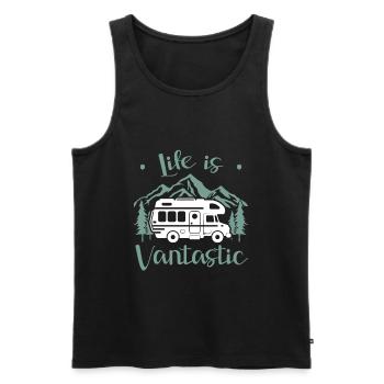 Van Life Camping Camping Freugeist Voyage - Débardeur bio Premium Homme - noir - Devant - Michal (187cm)