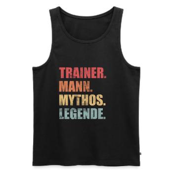 Trainer Mann Mythos Legende Vintage - Männer Premium Bio Tank Top - Schwarz - Vorne - Michal (187cm)