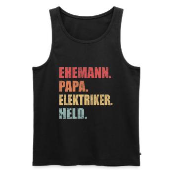 Ehemann Papa Elektriker Held Vatertag Vintage - Männer Premium Bio Tank Top - Schwarz - Vorne - Michal (187cm)