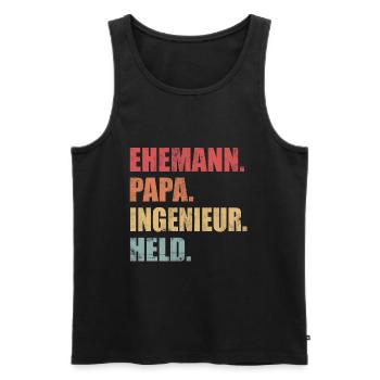 Ehemann Papa Ingenieur Held Vatertag Vintage - Männer Premium Bio Tank Top - Schwarz - Vorne - Michal (187cm)