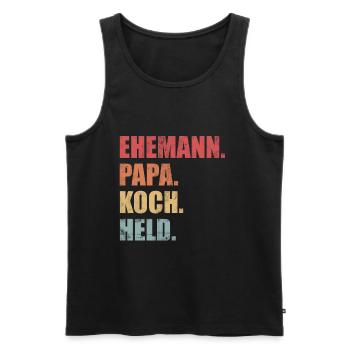 Ehemann Papa Koch Held Kochen Vatertag Vintage - Männer Premium Bio Tank Top - Schwarz - Vorne - Michal (187cm)