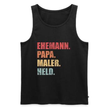 Ehemann Papa Maler Held Malen Vatertag Vintage - Männer Premium Bio Tank Top - Schwarz - Vorne - Michal (187cm)
