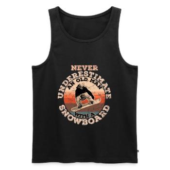 never underestimate an old man with a Snowboard - Männer Premium Bio Tank Top - Schwarz - Vorne - AI Model Male 178 light (178cm)